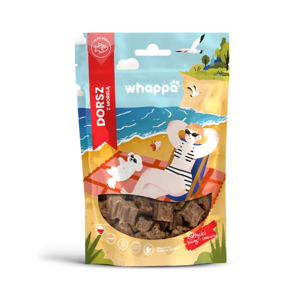 Przysmak dla psa Whappa Monoproteinowe kostki treningowe Dorsz z morelą