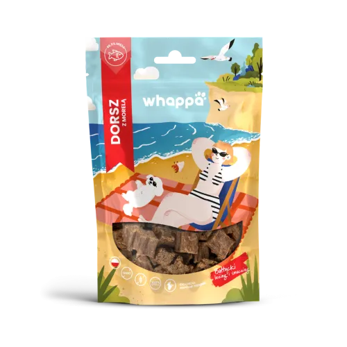 Przysmak dla psa Whappa Monoproteinowe kostki treningowe Dorsz z morelą