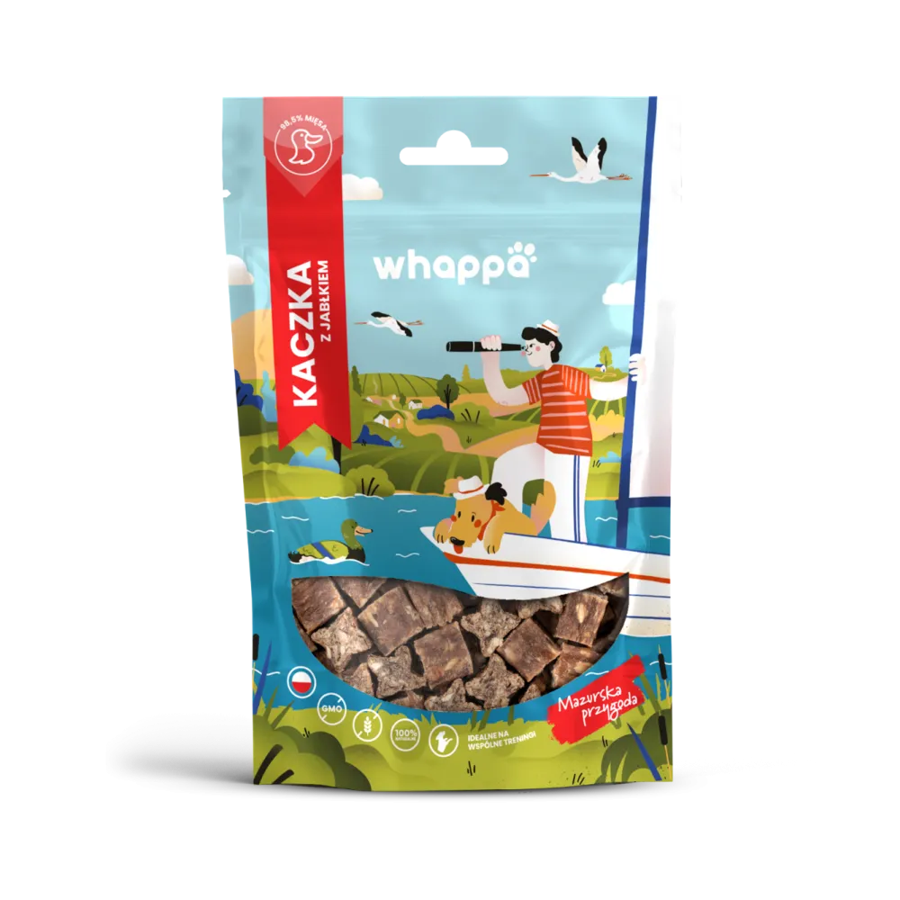 Przysmak dla psa Whappa Monoproteinowe kostki treningowe Kaczka z jabłkiem