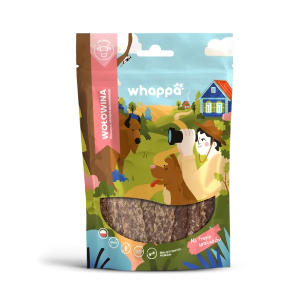 Przysmak dla psa Whappa Funkcjonalne paski z wołowiną 70gr