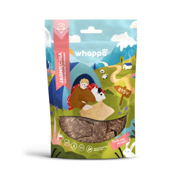 Przysmak dla psa Whappa Funkcjonalne paski z jagnięciną 70gr