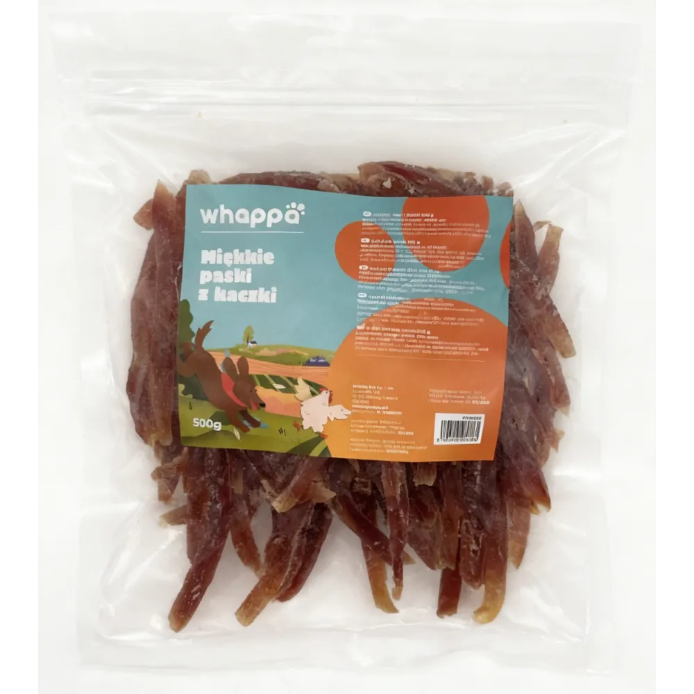 Przysmak dla psa Whappa 500gr Miękkie stripsy z kaczki