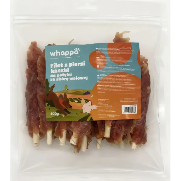 Przysmak dla psa Whappa 500gr Filet z piersi kaczki na patyku