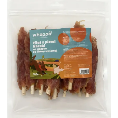 Przysmak dla psa Whappa 500gr Filet z piersi kaczki na patyku