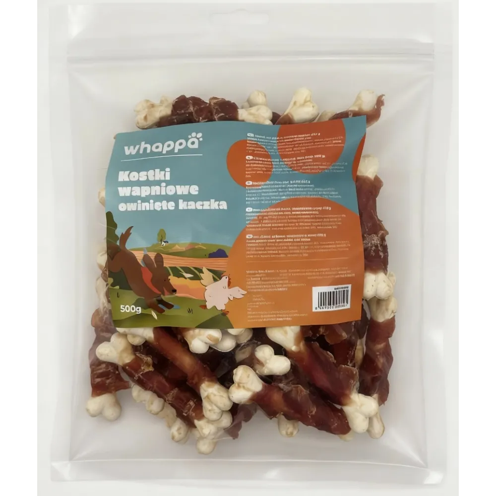 Przysmak dla psa Whappa 500gr Kostki wapniowe owinięte kaczką