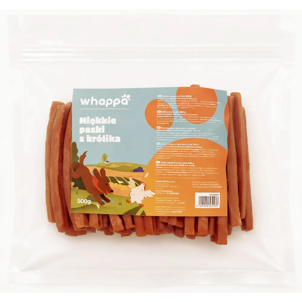 Przysmak dla psa Whappa 500gr Miękkie stripsy z królika