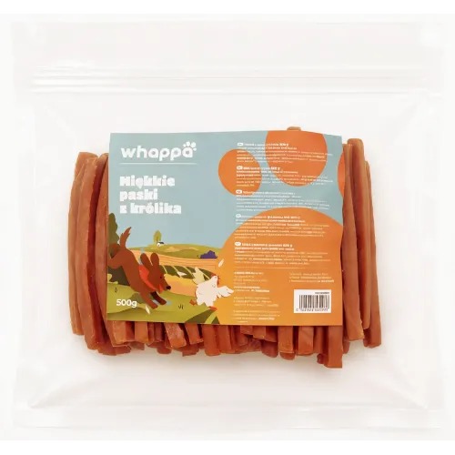 Przysmak dla psa Whappa 500gr Miękkie stripsy z królika