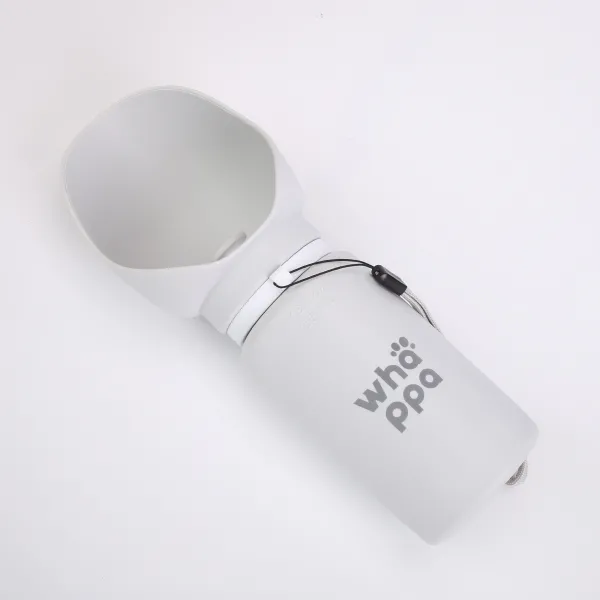 BUTELKA NA WODĘ DLA PSA turystyczna składany bidon z miską 0,55L szary