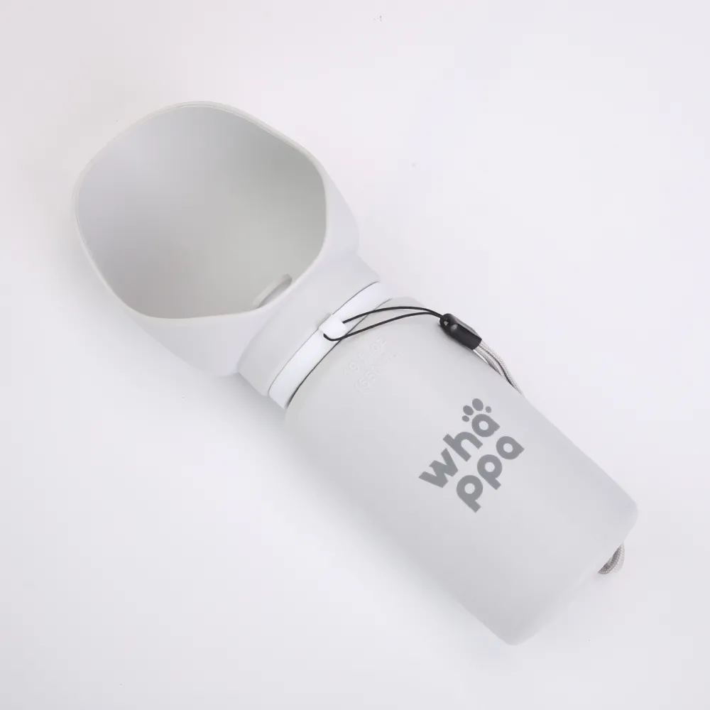 BUTELKA NA WODĘ DLA PSA turystyczna składany bidon z miską 0,55L szary