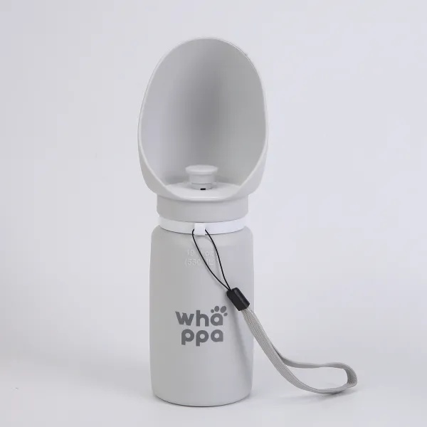 BUTELKA NA WODĘ DLA PSA turystyczna składany bidon z miską 0,55L szary 2