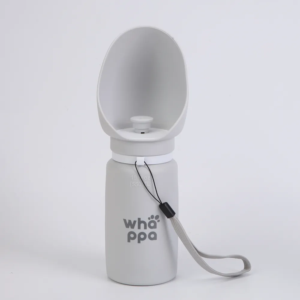 BUTELKA NA WODĘ DLA PSA turystyczna składany bidon z miską 0,55L szary