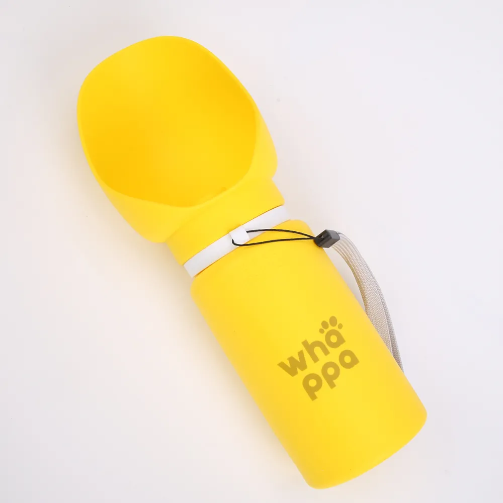 BUTELKA NA WODĘ DLA PSA turystyczna składany bidon z miską 0,55L żółty