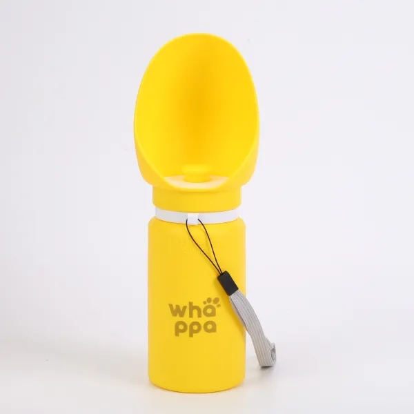 BUTELKA NA WODĘ DLA PSA turystyczna składany bidon z miską 0,55L żółty 2