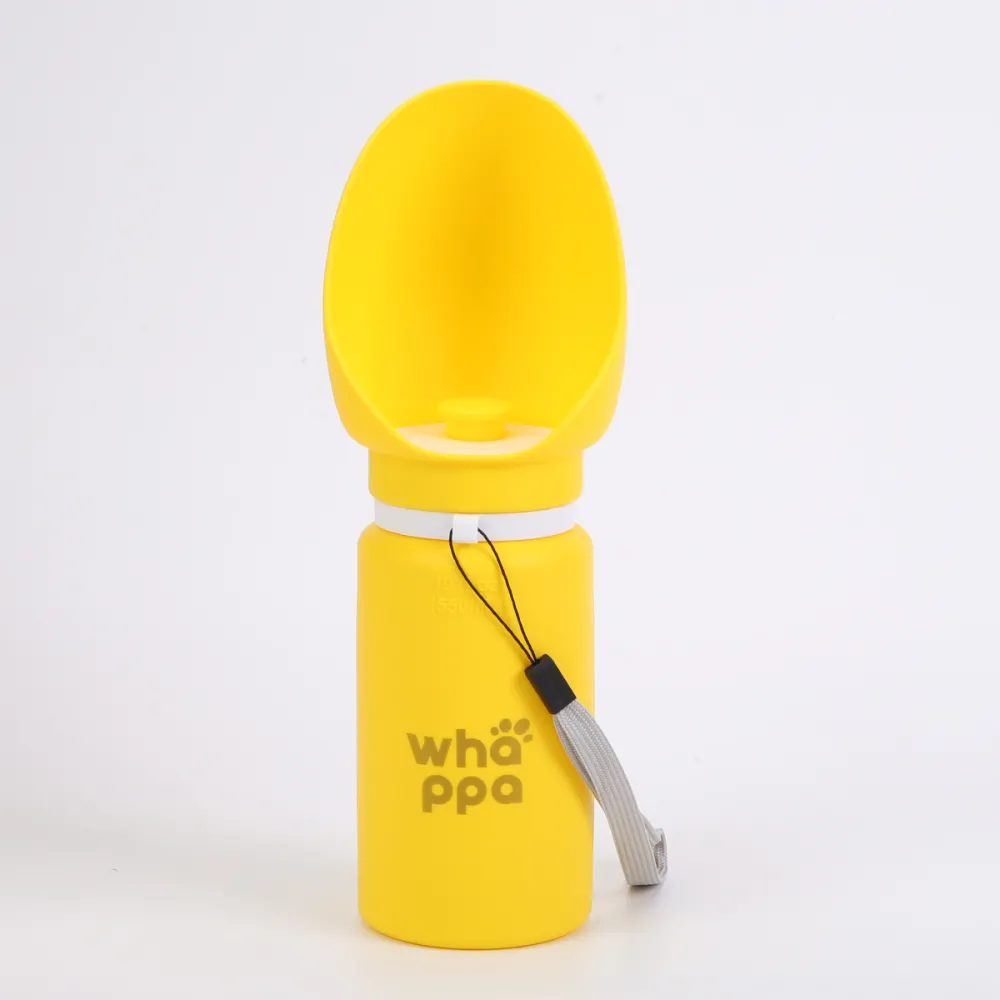 BUTELKA NA WODĘ DLA PSA turystyczna składany bidon z miską 0,55L żółty