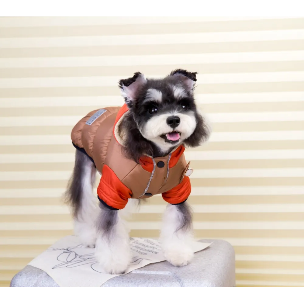 KURTKA DLA PSA ciepła kamizelka ubranko na zimę pomarańczowy kaptur S COCO