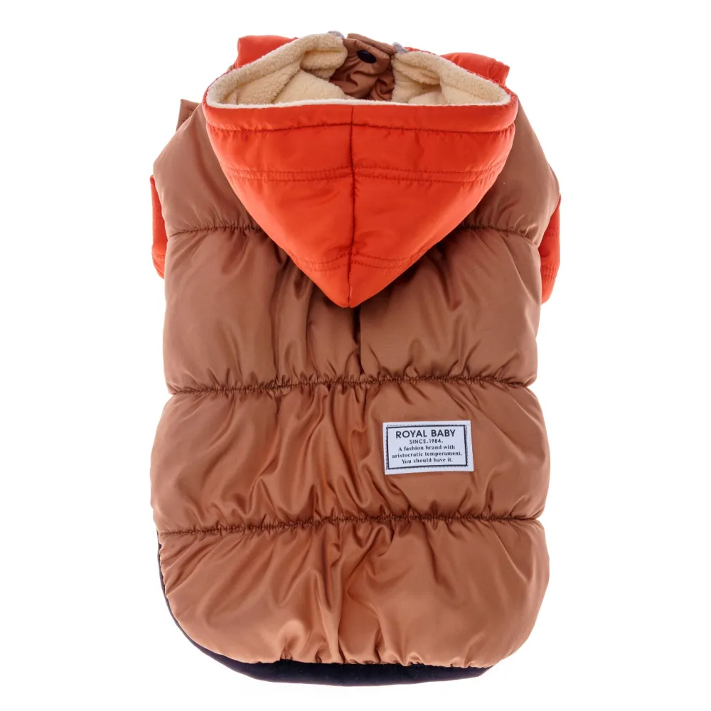 KURTKA DLA PSA ciepła kamizelka ubranko na zimę pomarańczowy kaptur L COCO