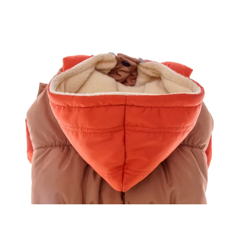 KURTKA DLA PSA ciepła kamizelka ubranko na zimę pomarańczowy kaptur M COCO