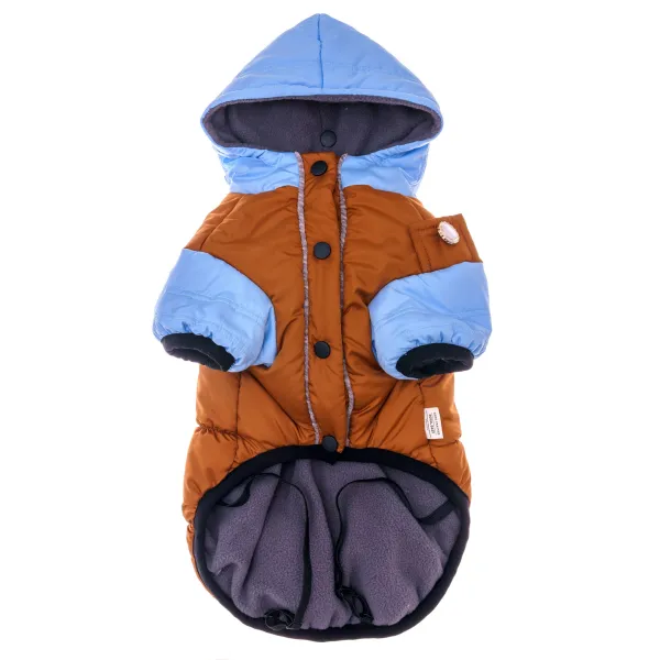 KURTKA DLA PSA ciepła kamizelka ubranko na zimę niebieski kaptur S COCO 2