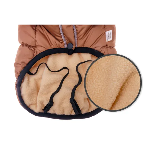 KURTKA DLA PSA ciepła kamizelka ubranko na zimę pomarańczowy kaptur S COCO