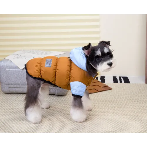 KURTKA DLA PSA ciepła kamizelka ubranko na zimę niebieski kaptur S COCO