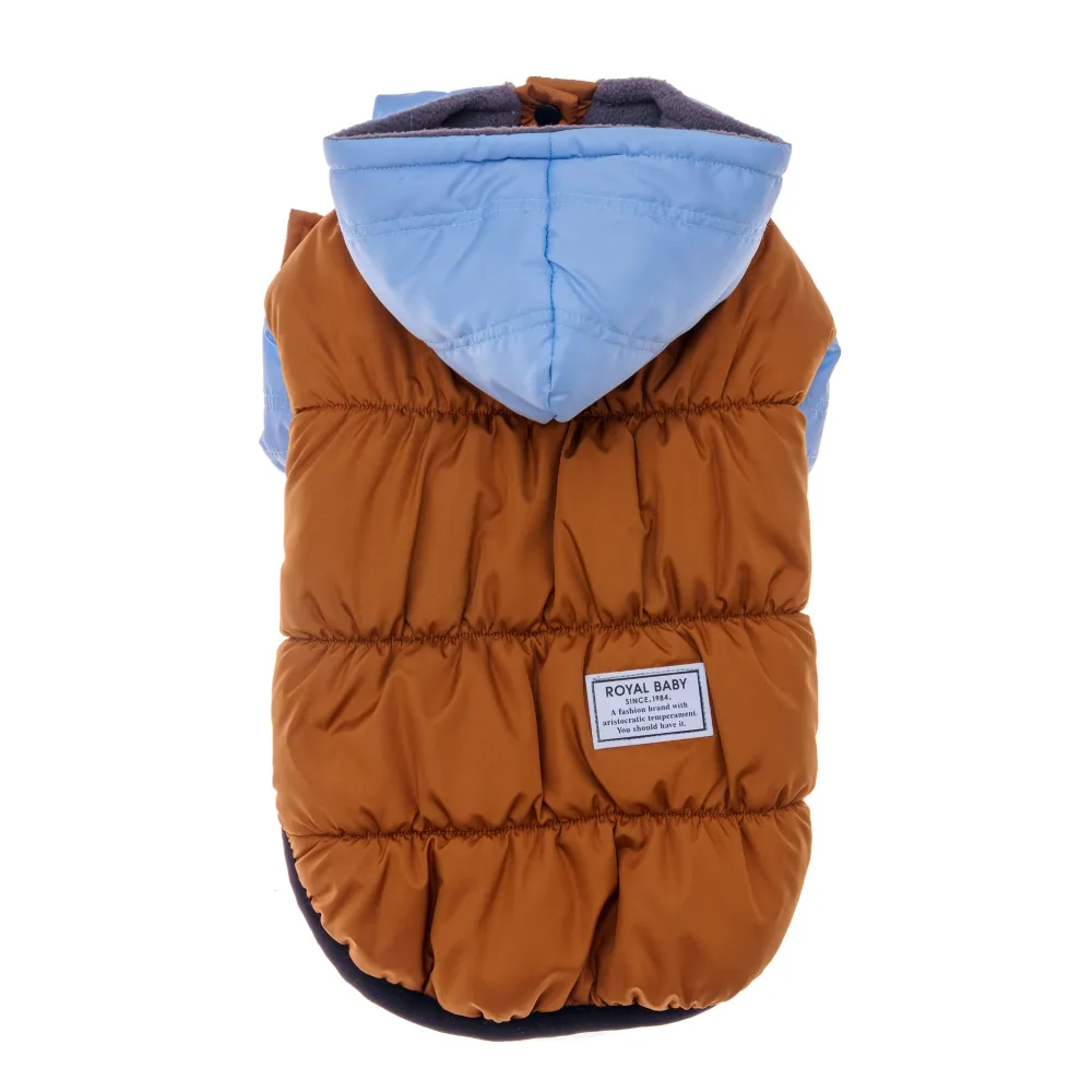 KURTKA DLA PSA ciepła kamizelka ubranko na zimę niebieski kaptur S COCO