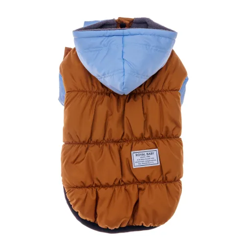 KURTKA DLA PSA ciepła kamizelka ubranko na zimę niebieski kaptur S COCO