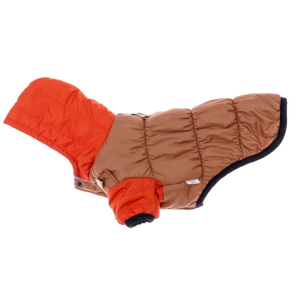 KURTKA DLA PSA ciepła kamizelka ubranko na zimę pomarańczowy kaptur L COCO