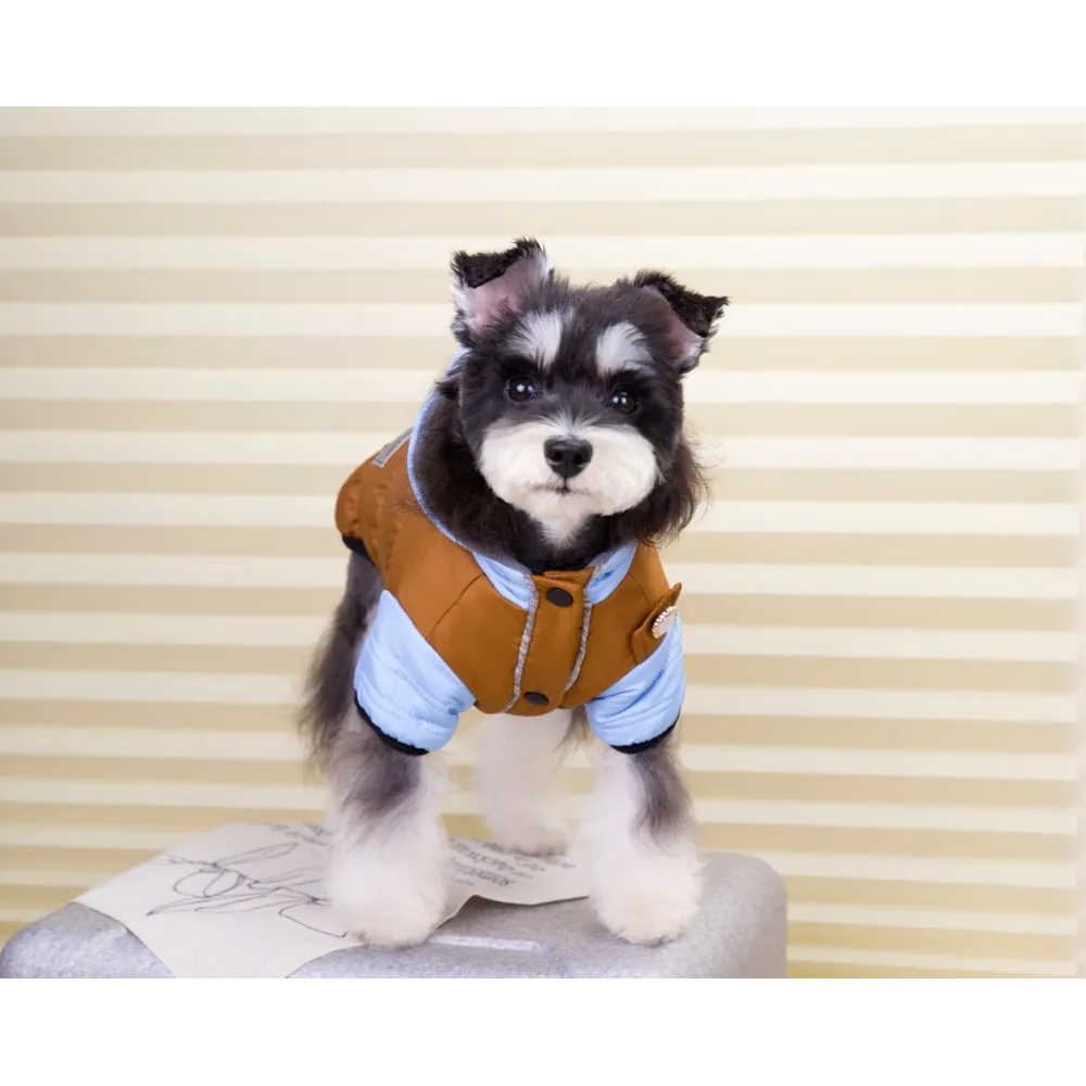 KURTKA DLA PSA ciepła kamizelka ubranko na zimę niebieski kaptur M COCO