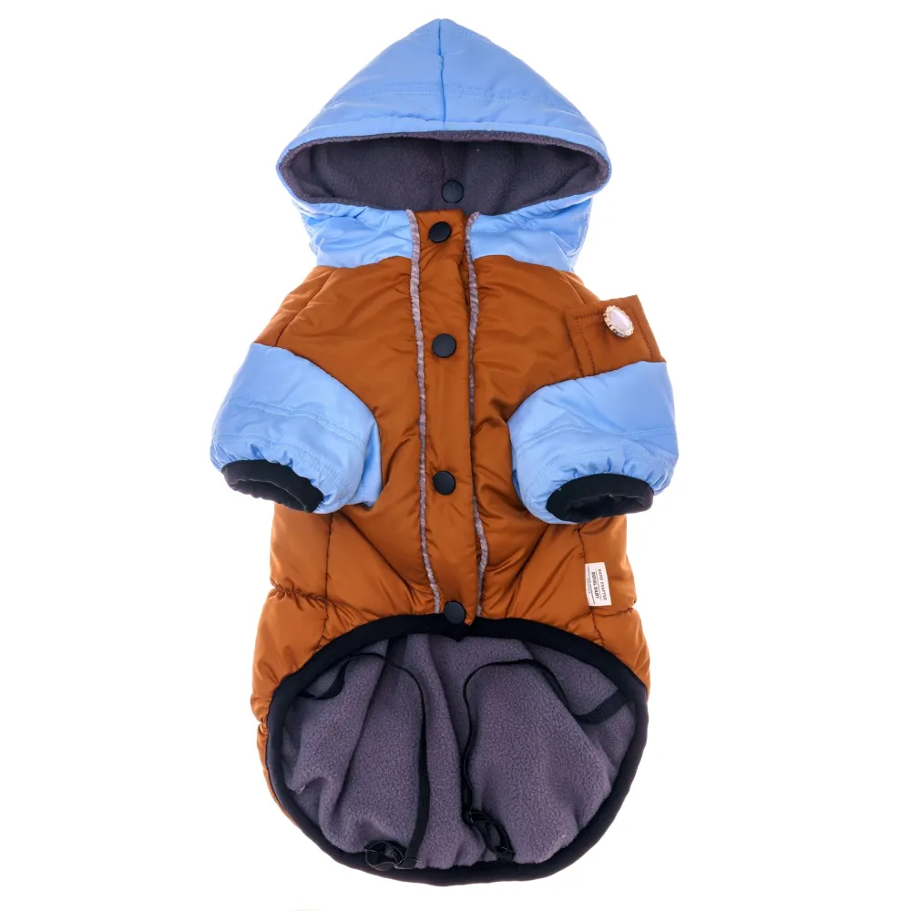 KURTKA DLA PSA ciepła kamizelka ubranko na zimę niebieski kaptur L COCO