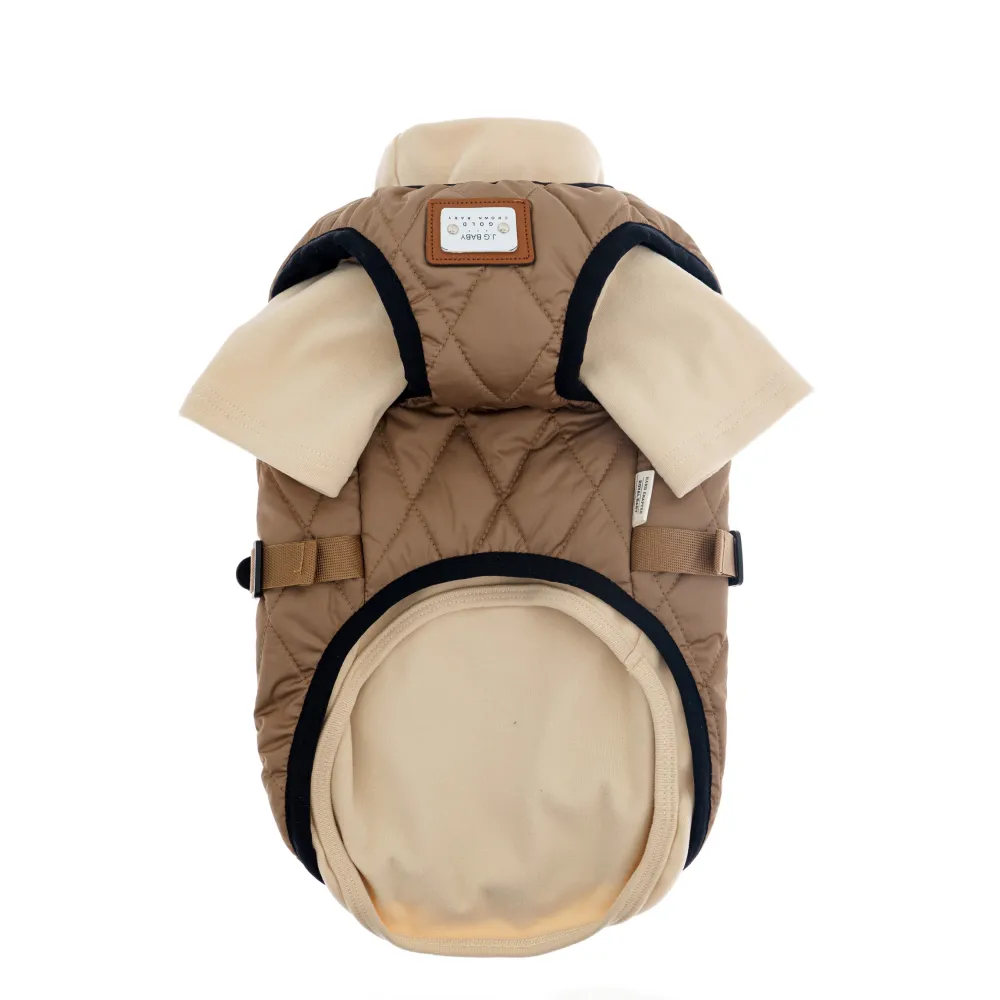 KURTKA DLA PSA ciepła miękka pikowana kamizelka z golfem brązowa L TIFI