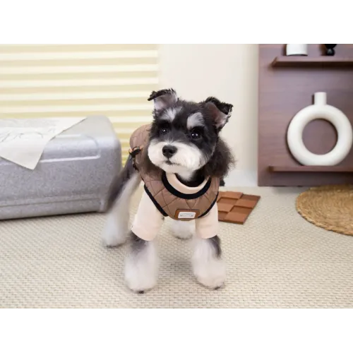 KURTKA DLA PSA ciepła miękka pikowana kamizelka z golfem brązowa L TIFI