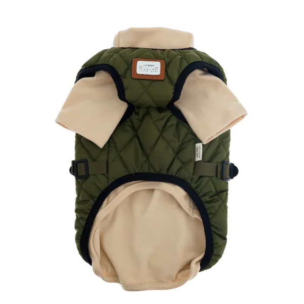 KURTKA DLA PSA ciepła miękka pikowana kamizelka z golfem zielona M TIFI 2