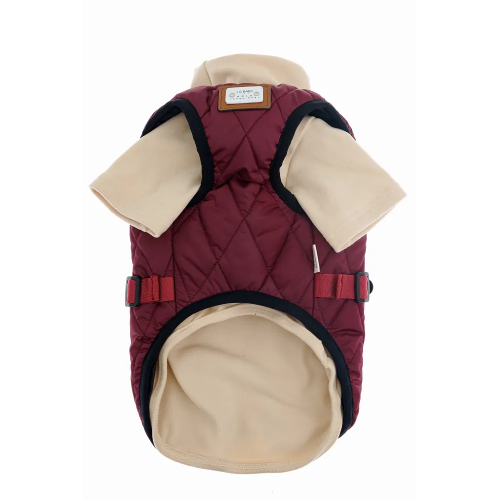 KURTKA DLA PSA ciepła miękka pikowana kamizelka z golfem bordowa S TIFI