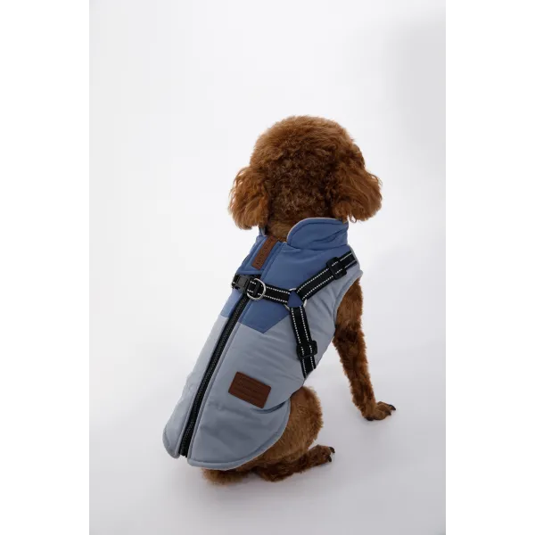 KURTKA DLA PSA ciepła wodoodporna kamizelka z szelkami niebieski S ROXI 2