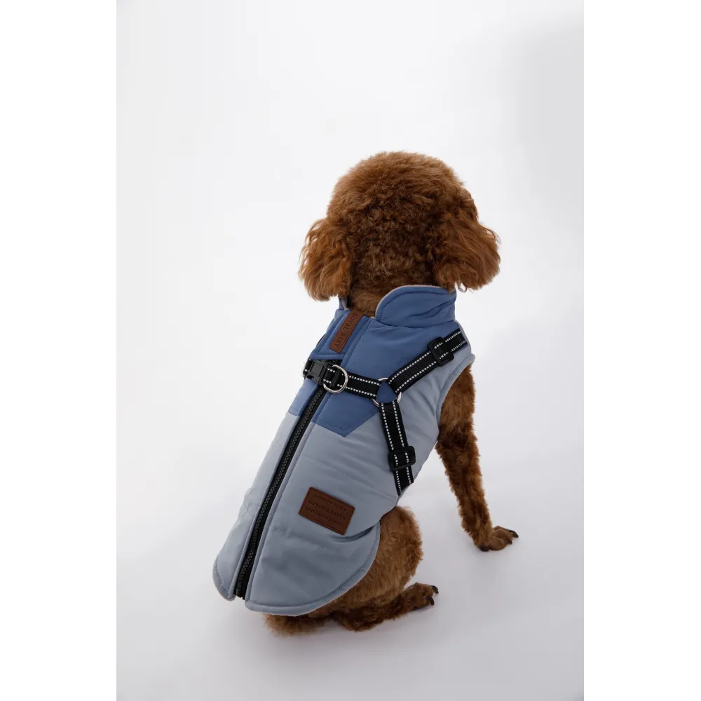 KURTKA DLA PSA ciepła wodoodporna kamizelka z szelkami niebieski L ROXI