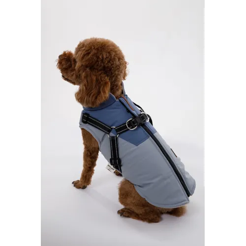 KURTKA DLA PSA ciepła wodoodporna kamizelka z szelkami niebieski M ROXI