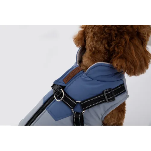 KURTKA DLA PSA ciepła wodoodporna kamizelka z szelkami niebieski L ROXI