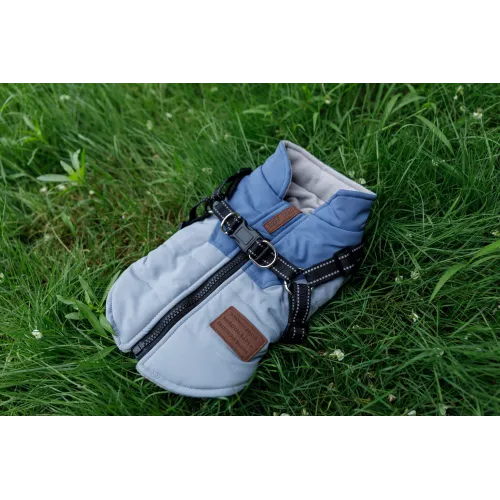 KURTKA DLA PSA ciepła wodoodporna kamizelka z szelkami niebieski S ROXI