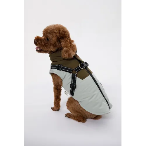 KURTKA DLA PSA ciepła wodoodporna kamizelka z szelkami zielony M ROXI