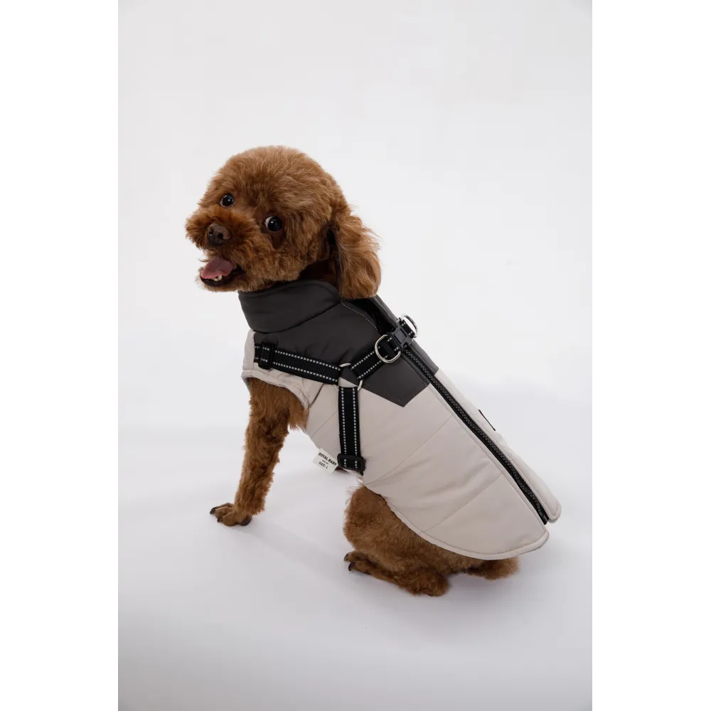 KURTKA DLA PSA ciepła wodoodporna kamizelka z szelkami szary M ROXI