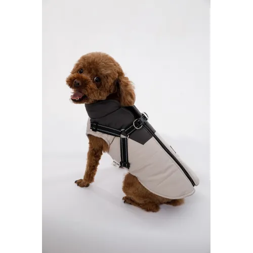 KURTKA DLA PSA ciepła wodoodporna kamizelka z szelkami szary M ROXI