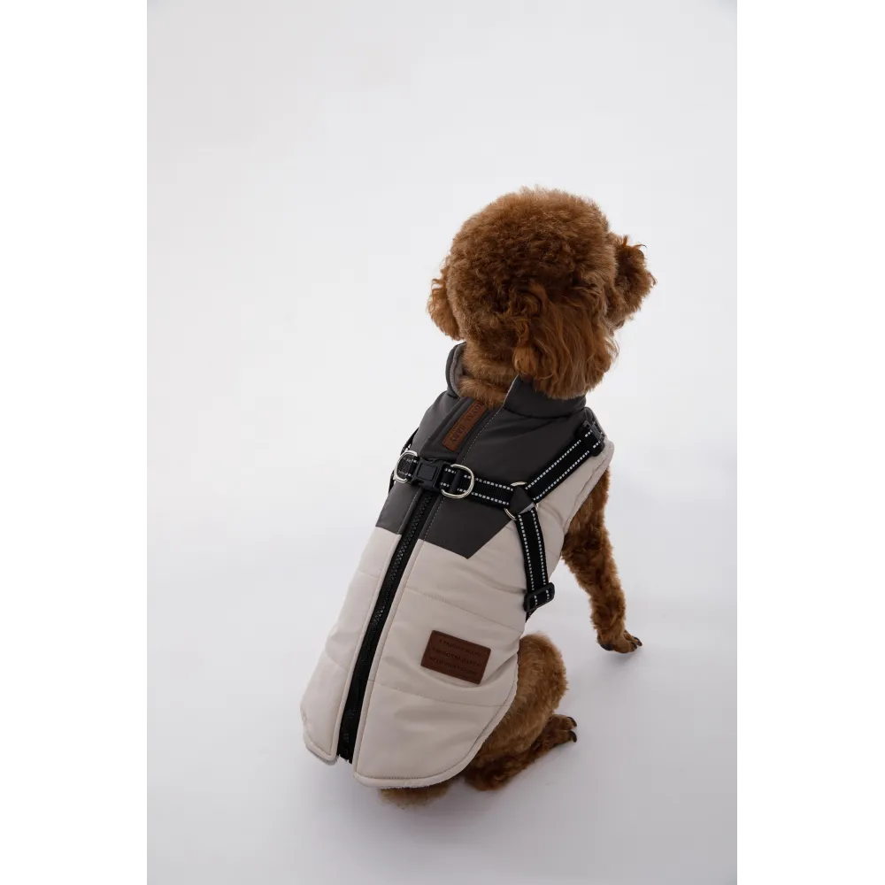 KURTKA DLA PSA ciepła wodoodporna kamizelka z szelkami szary S ROXI