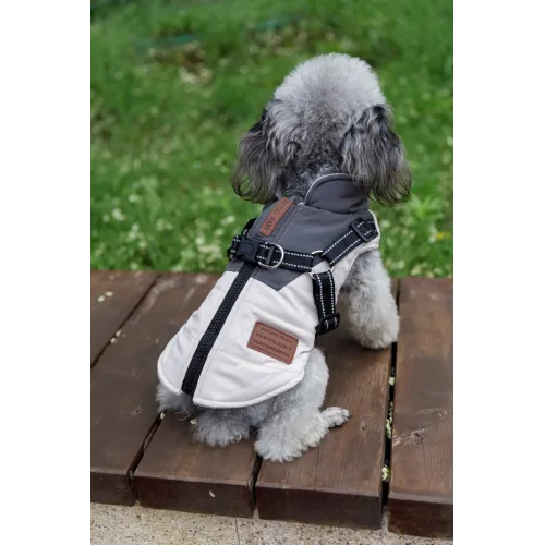 KURTKA DLA PSA ciepła wodoodporna kamizelka z szelkami szary L ROXI