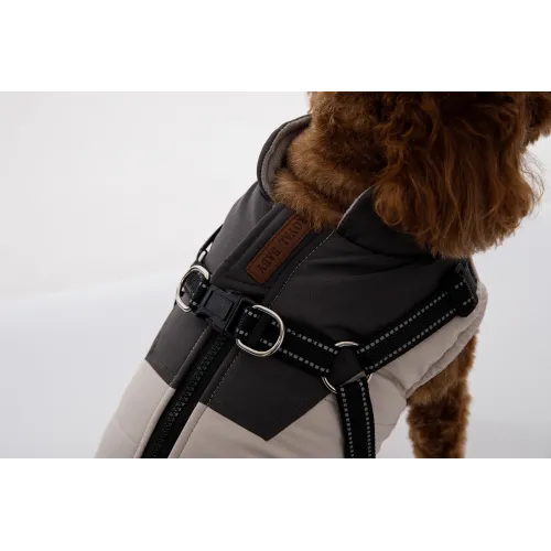 KURTKA DLA PSA ciepła wodoodporna kamizelka z szelkami szary M ROXI