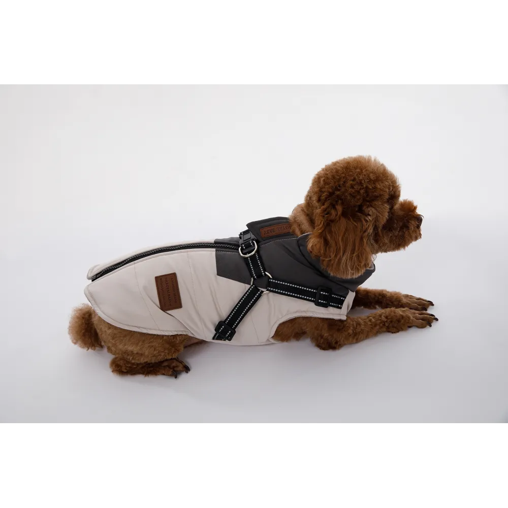 KURTKA DLA PSA ciepła wodoodporna kamizelka z szelkami szary L ROXI