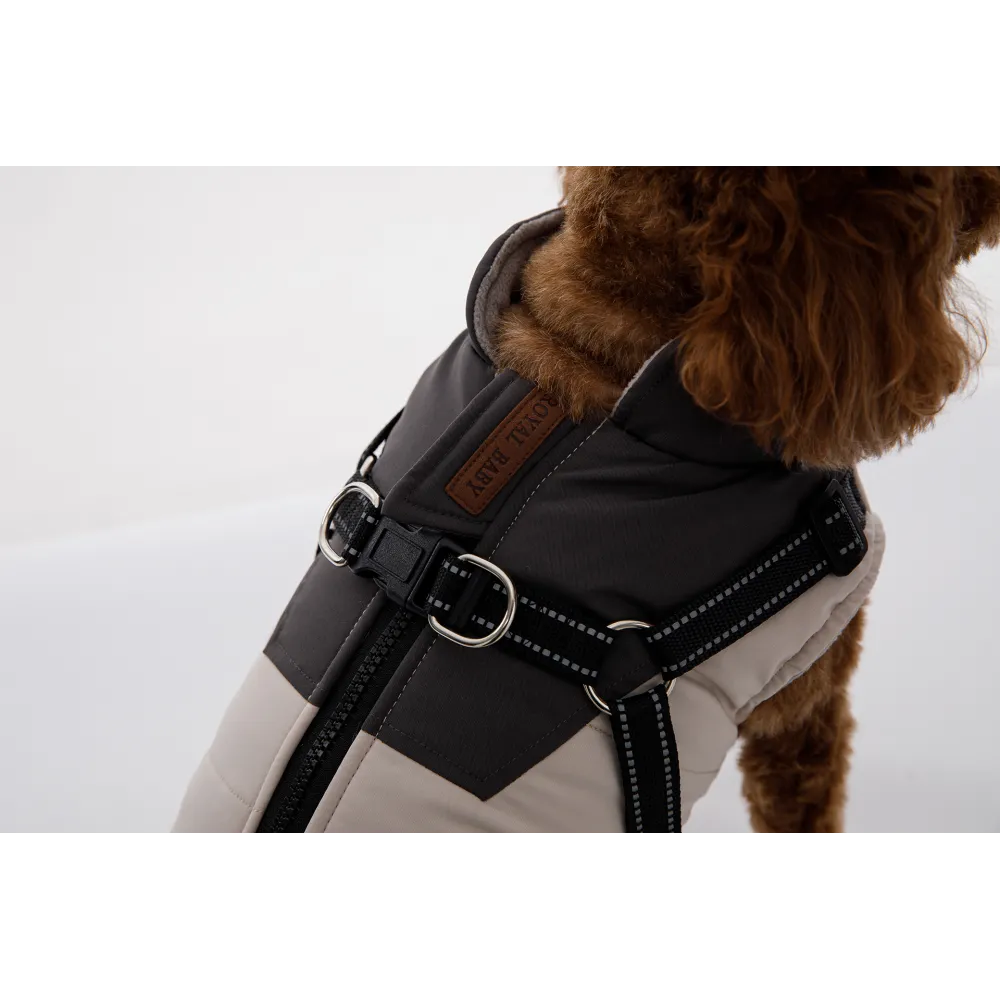 KURTKA DLA PSA ciepła wodoodporna kamizelka z szelkami szary L ROXI