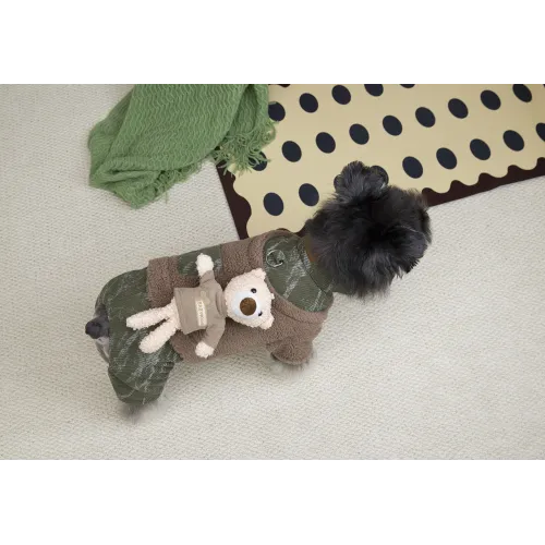 KURTKA DLA PSA ciepłe miękkie zielone ubranko kamizelka brąz M TEDI