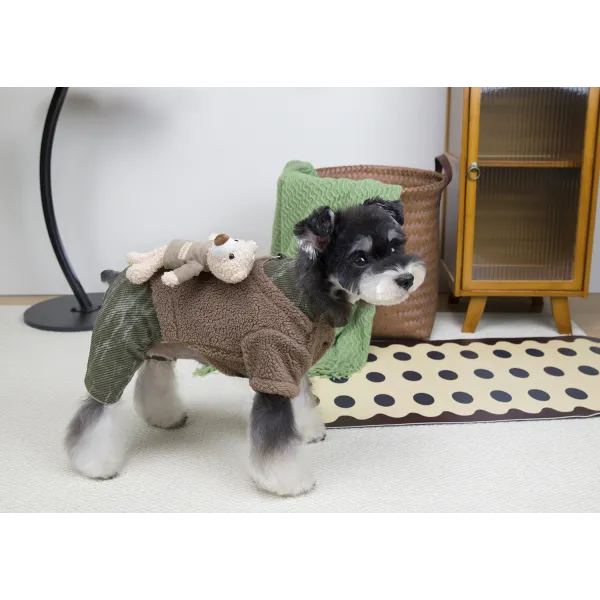 KURTKA DLA PSA ciepłe miękkie zielone ubranko kamizelka brąz L TEDI