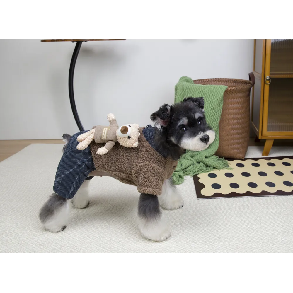 KURTKA DLA PSA ciepłe miękkie granatowe ubranko kamizelka brąz S TEDI