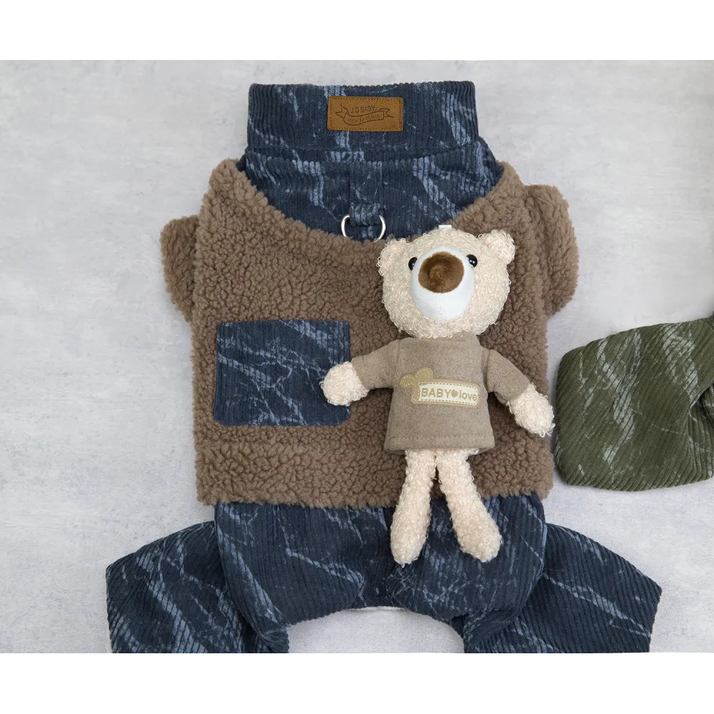 KURTKA DLA PSA ciepłe miękkie granatowe ubranko kamizelka brąz M TEDI